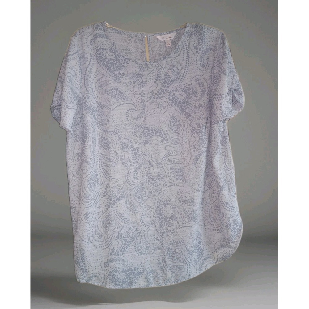 LC Lauren Conrad Floral Grey Keyhole Blouse Size Large Office Business Casual